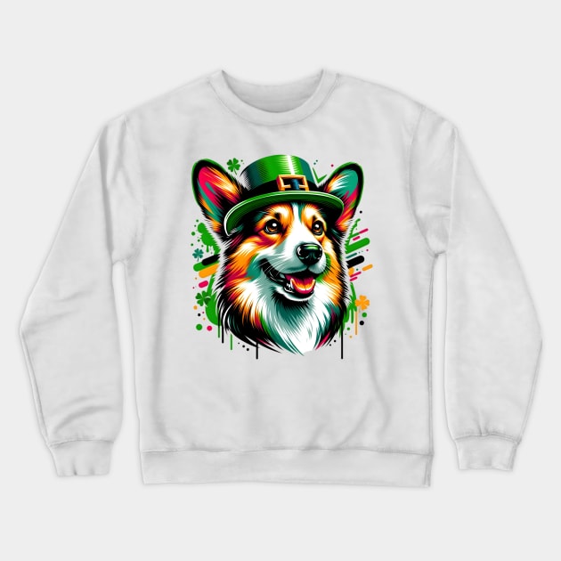 Cardigan Welsh Corgi in Saint Patrick's Day Festivity Crewneck Sweatshirt by ArtRUs